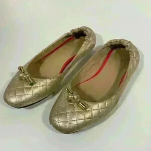 Lilly Pulitzer Gold Quilted Knot Just another Ballet Flat slippers Women size 7